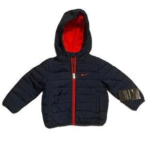 🆕 Nike Hooded Full Zip Up Puffer Jacket with Fleece Size 12M